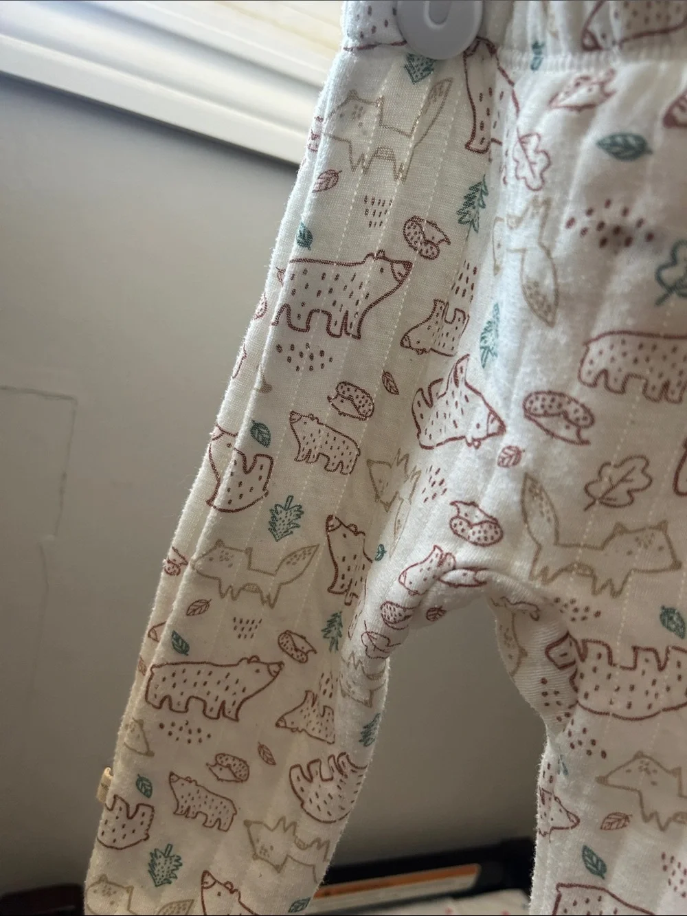 BearPaw Cream White Baby Pajama Set with Brown and Green Bear Print